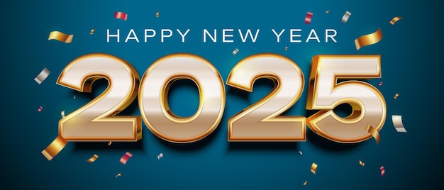 2025 texto en oro 3D feliz celebración del año nuevo
