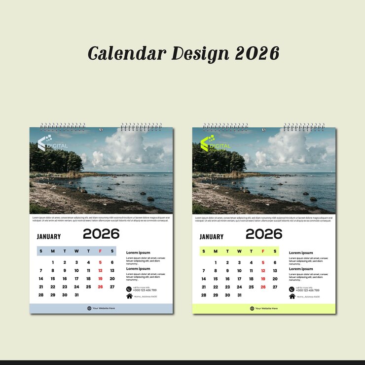 2026 Calendar Design with Landscape Photography