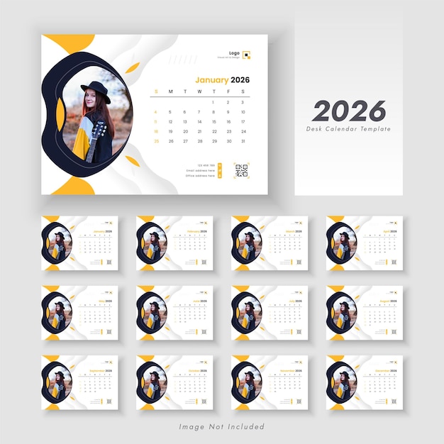2026 clean desk calendar