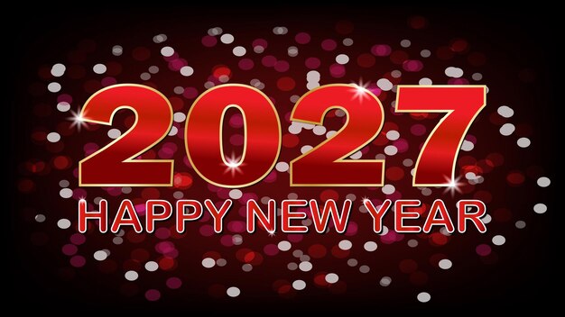 Vector 2027 feliz año nuevo fondo con luces bokeh ilustración vectorial