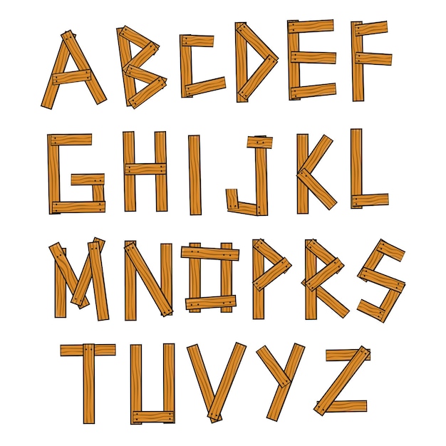 205 Letras del alfabeto de madera de la A a la Z