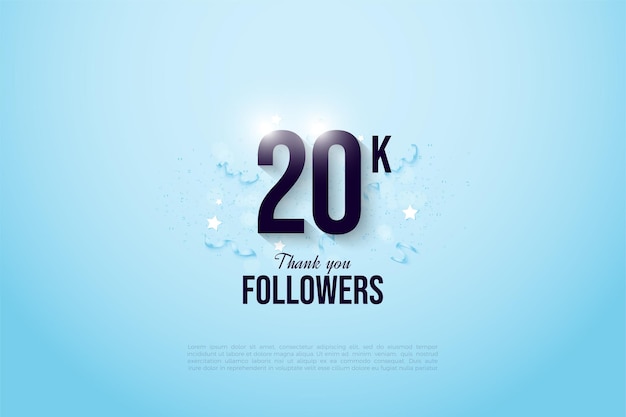 20k seguidores con efecto de brillo brillante.