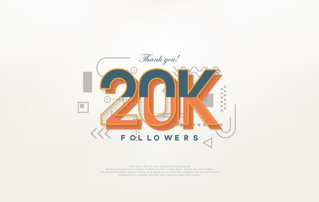 20k seguidores Gracias con coloridas ilustraciones de números de dibujos animados