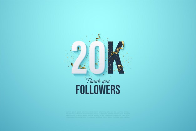 20k seguidores en un lindo fondo azul.