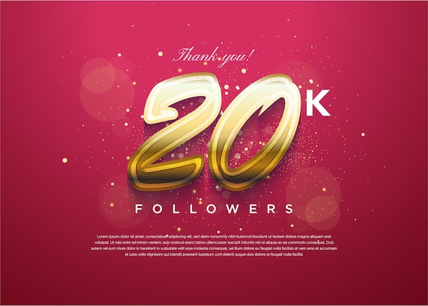 20k seguidores con número de celebración clásico dorado