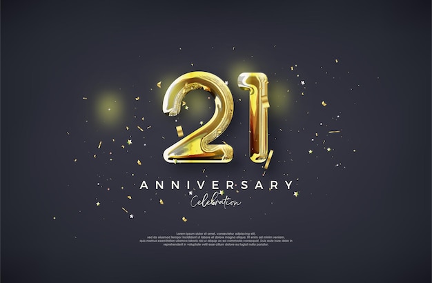 21 Aniversario Con lujoso diseño dorado brillante