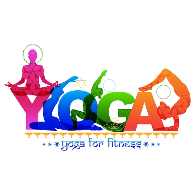 21 de junio: día internacional del yoga, postura corporal de yoga cortada en papel.