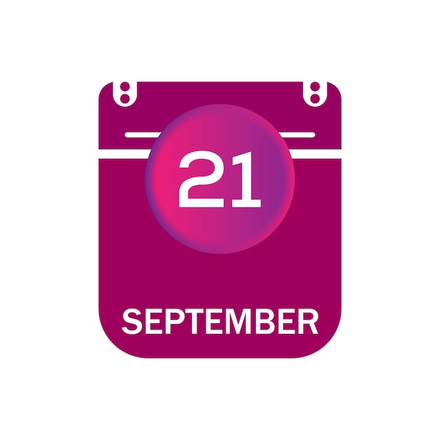 Vector 21 de septiembre, icono de calendario de septiembre con fecha