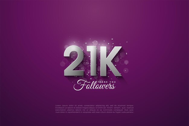 21k seguidores en un fondo morado oscuro