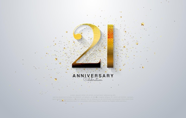 21o aniversario diseño vectorial premium vectorial moderno y lujoso con una encantadora combinación de oro y blanco