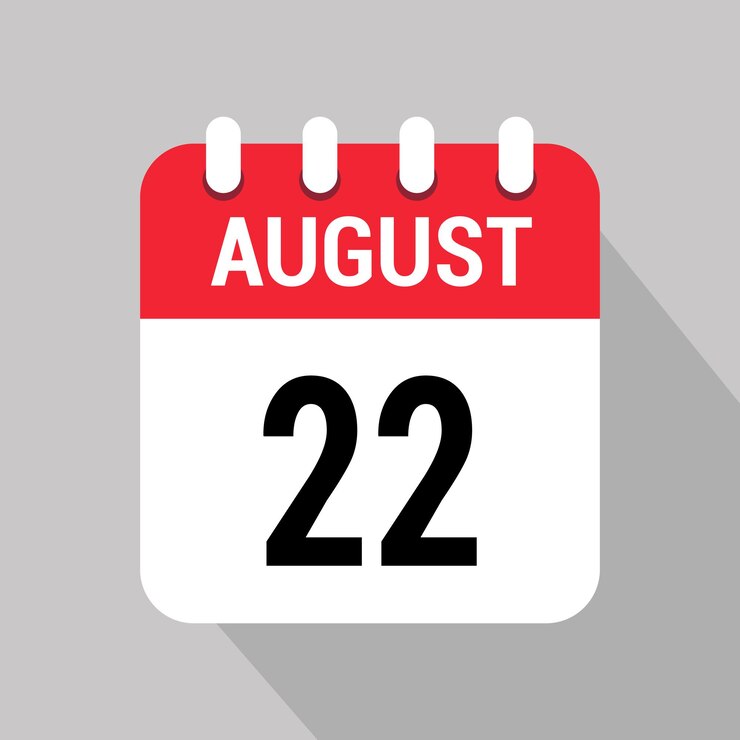 22 de agosto icono de calendario número de diseño de objeto vectorial
