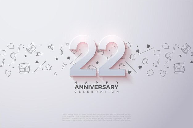 22 aniversario con números y efectos de luz.