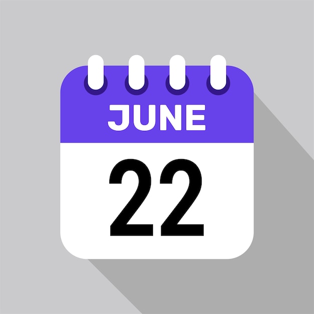 22 de junio icono de calendario diseño gráfico de fecha vectorial