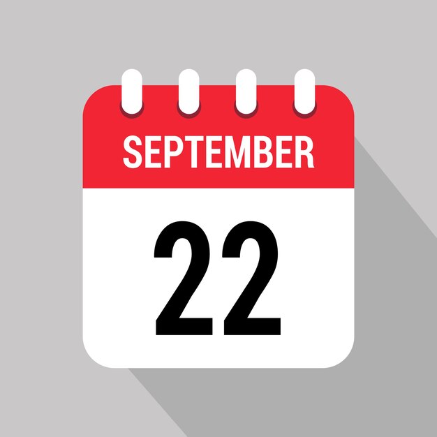 22 de septiembre icono de calendario diseño vector de objeto