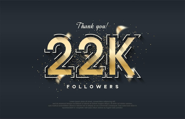 22k seguidores diseño con color dorado brillante