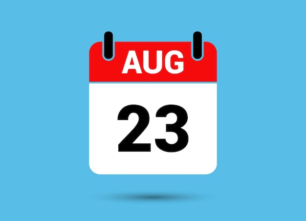 23 de agosto Calendario Fecha Icono plano Día 23 Ilustración vectorial