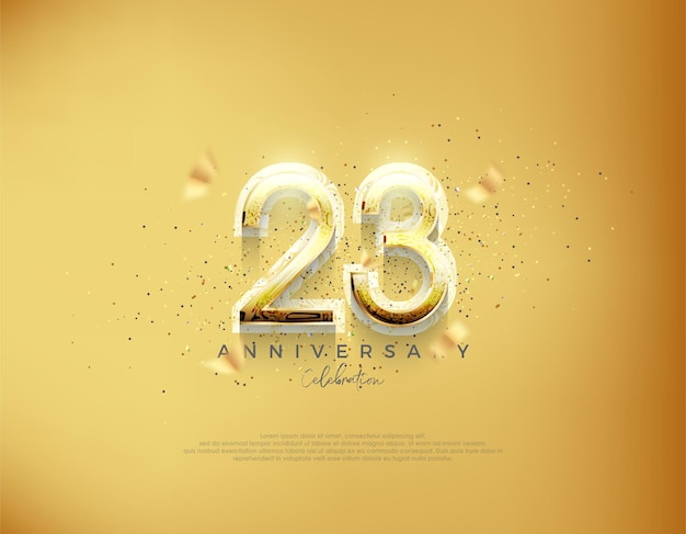 23 aniversario número Vector de fondo de oro de lujo Vector premium para cartel banner celebración saludo