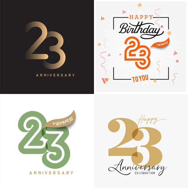 23 años aniversario vector número icono cumpleaños aniversario diseño