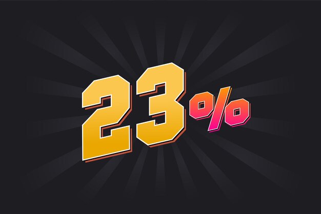 23 banner de descuento con fondo oscuro y texto amarillo Diseño promocional de ventas del 23 por ciento