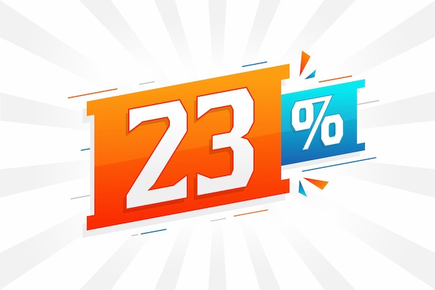 Vector 23 descuento de promoción de banner de marketing 23 por ciento de ventas diseño promocional