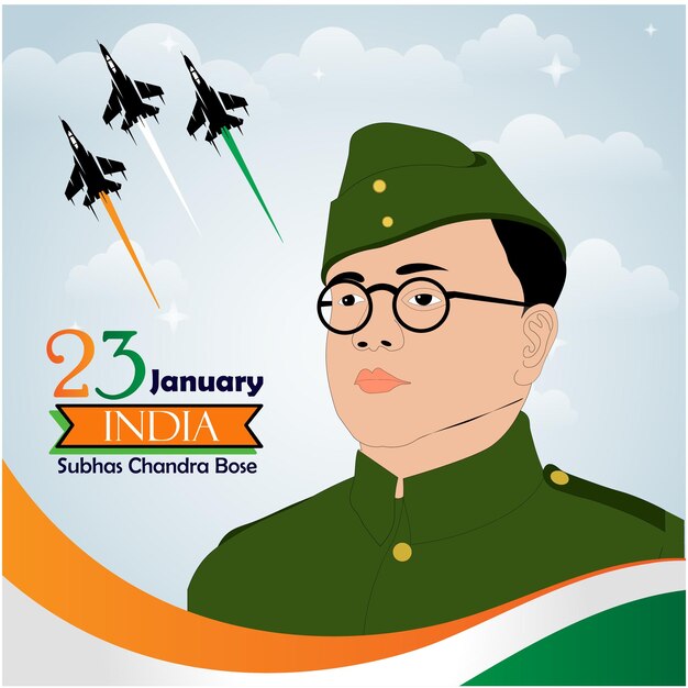 23 de enero plantilla de póster de netaji jayanti