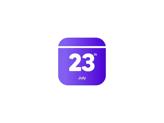 23 de julio calendario fecha mes icono con color degradado diseño plano estilo vector ilustración