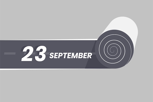 Vector 23 de septiembre icono de calendario rodando dentro de la carretera 23 de septiembre fecha mes icono ilustrador vectorial