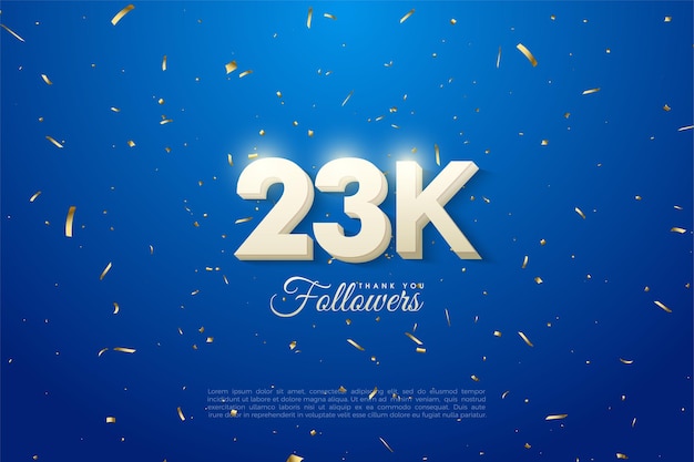 23k seguidores con números 3d en relieve