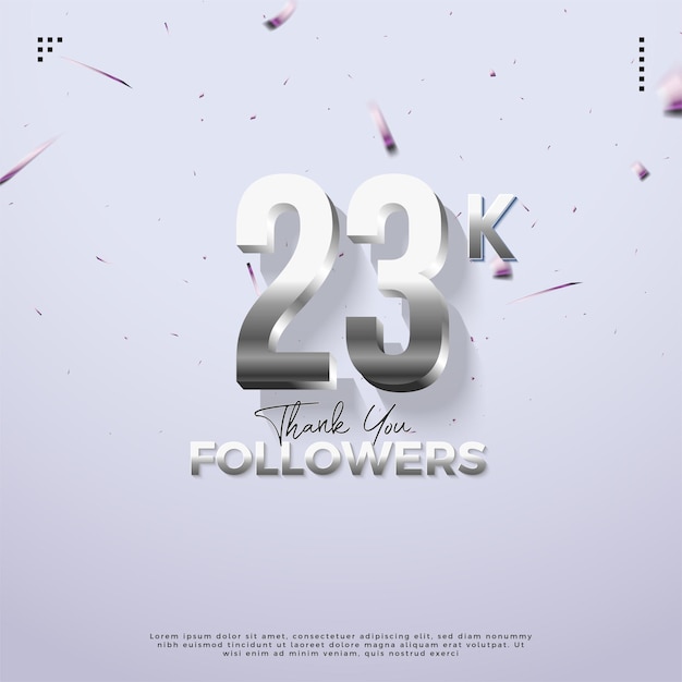 23k seguidores con números simples y brillantes diseño de vector premium