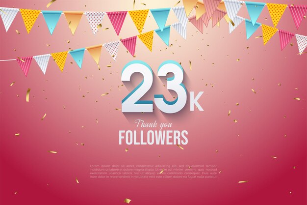 23k seguidores con números tridimensionales modernos