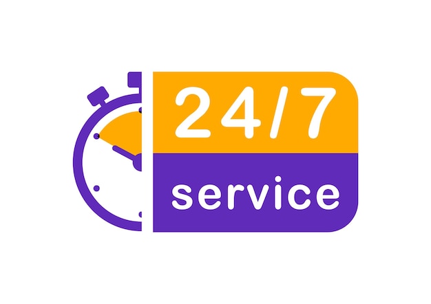 24 7 servicio 247 concepto abierto con temporizador