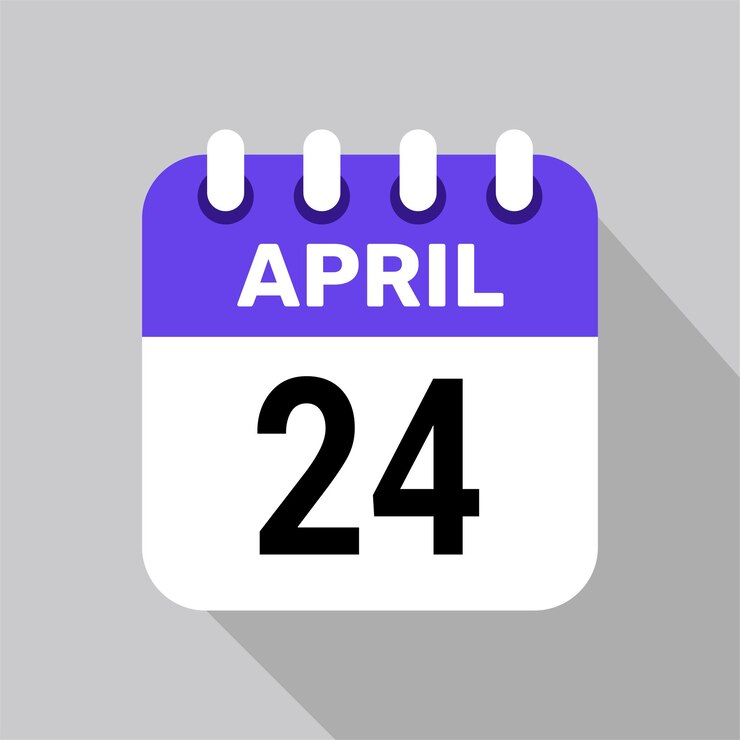 24 de abril icono de calendario página de texto diseño web mensual
