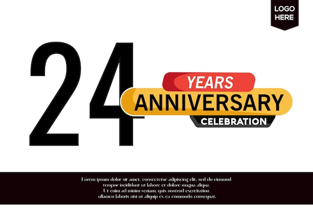 24 aniversario celebración logotipo negro amarillo color aislado sobre fondo blanco