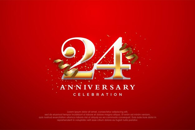 24 aniversario celebración vector premium diseño elegante y lujoso Fondo de vector premium para saludo y celebración