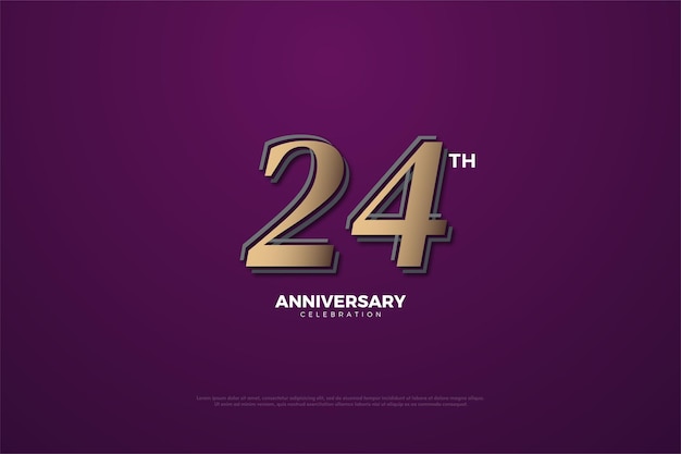 24 aniversario con números marrones sobre fondo morado