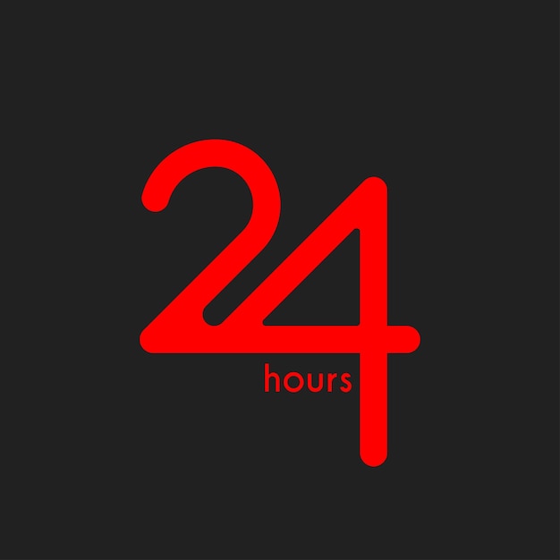 24 horas veinticuatro horas insignia roja icono de 24 horas