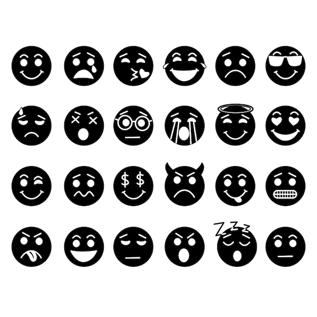 24 iconos de emociones negras