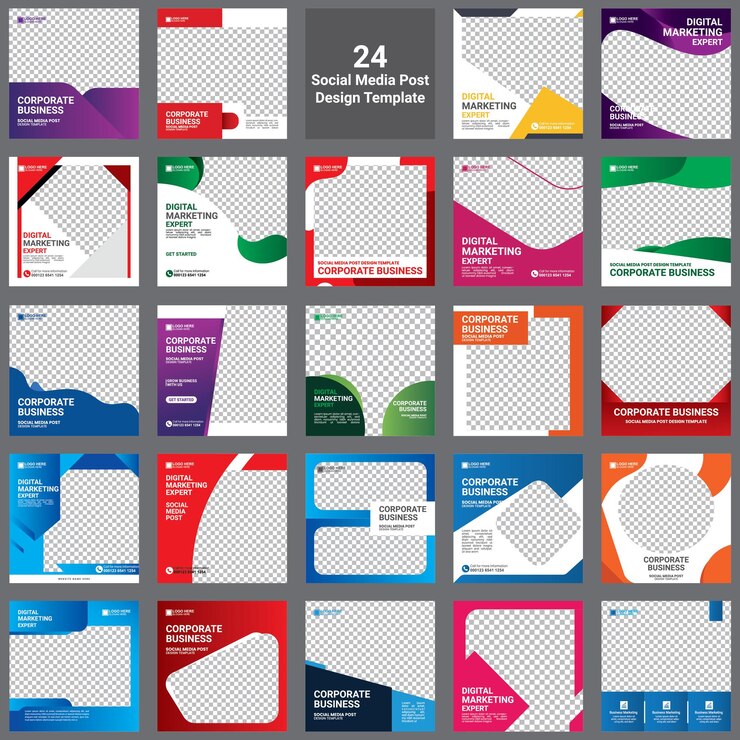 24 paquetes de plantillas de gráficos de marketing digital y redes sociales