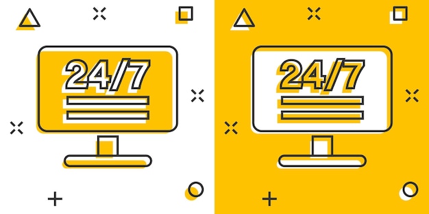 247 icono de computadora en estilo cómico