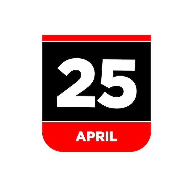 25 de abril icono de página de calendario 25 de abril día