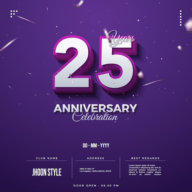 25 aniversario con contorno de número morado