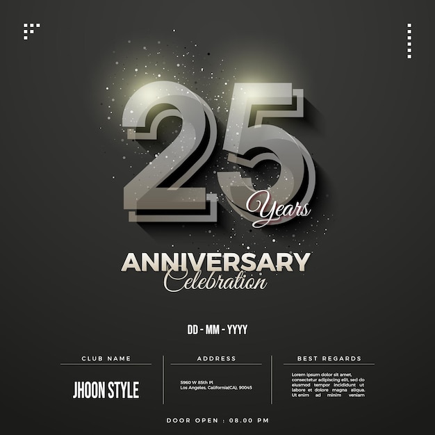 25 aniversario con fondo negro elegante y simple.