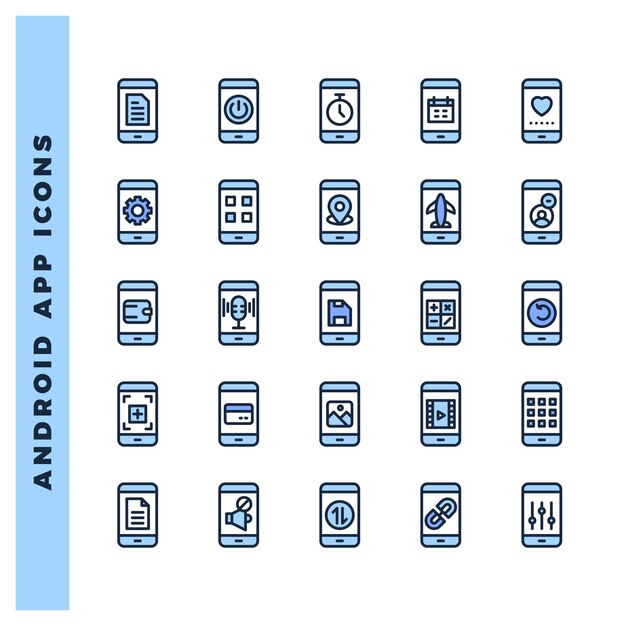 25 Aplicación para Android Dos Ilustración vectorial del paquete de iconos de colores