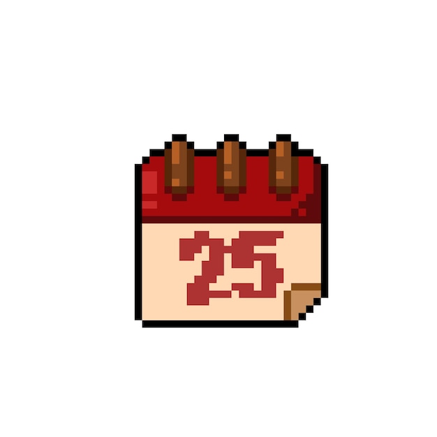 25 en el calendario en estilo pixel art