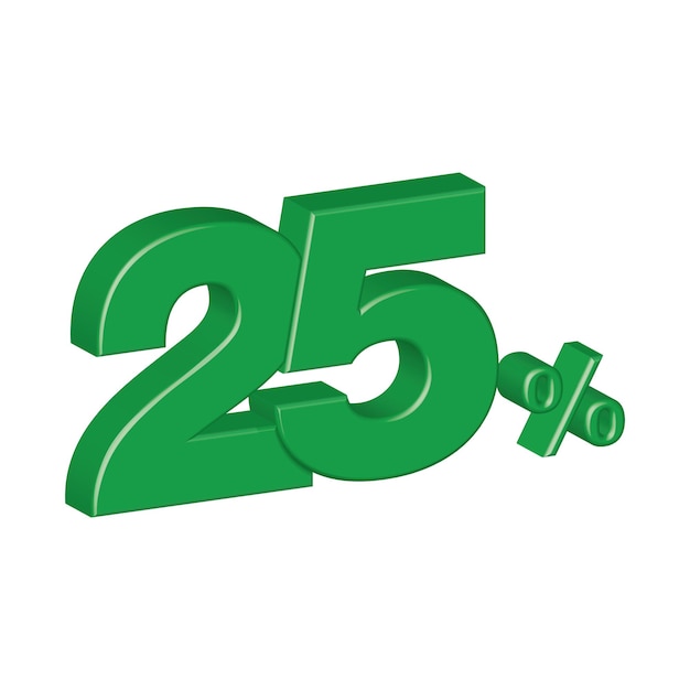 25 por ciento efecto plástico 3d número porcentaje símbolo vector ilustración eps