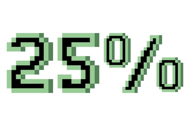 25 por ciento con pixel art 3d ilustración vectorial