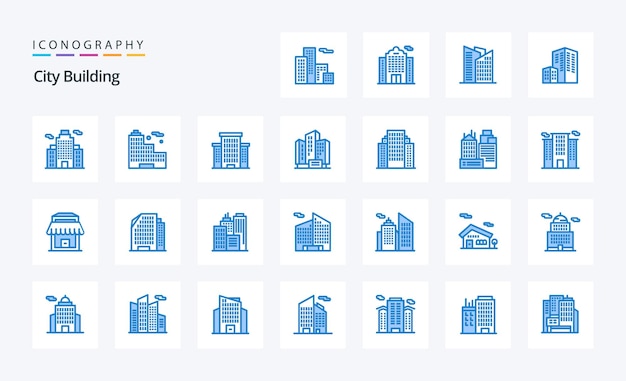25 City Building Blue icon pack Vector iconos ilustración
