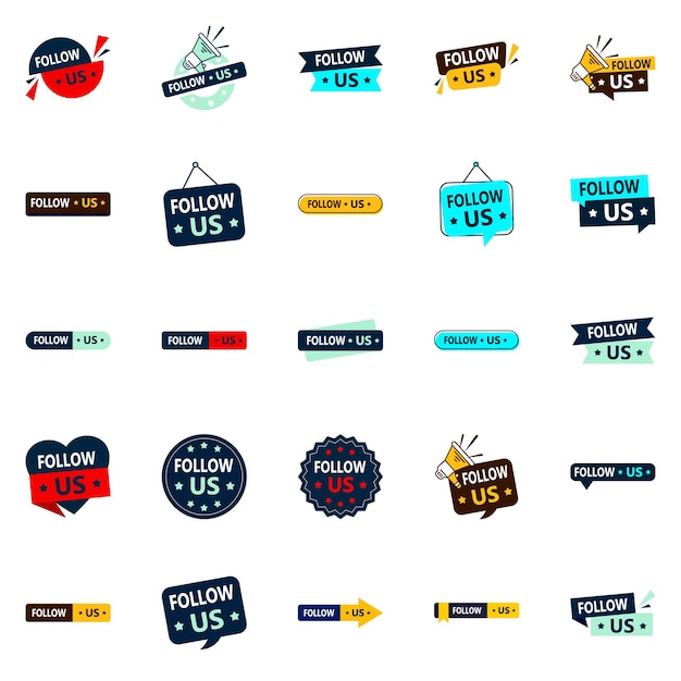 25 HighConverting Síguenos elementos gráficos para perfiles de redes sociales