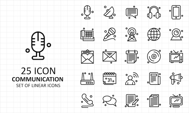 25 Hoja de iconos de comunicación