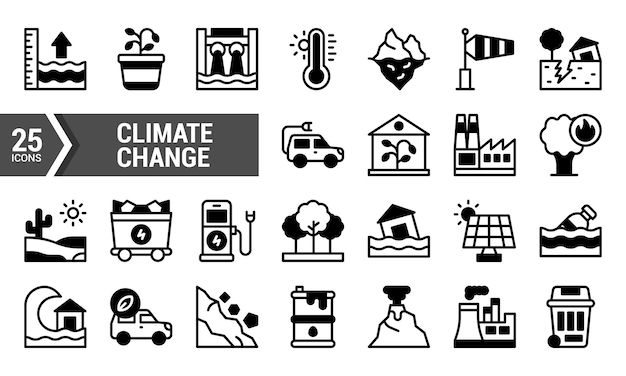 25 Iconos del cambio climático para el diseño de sitios web y aplicaciones